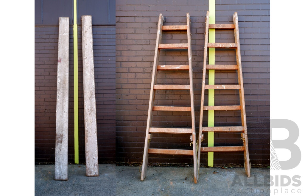 Pair of Vintage Painters Trestles with Planks