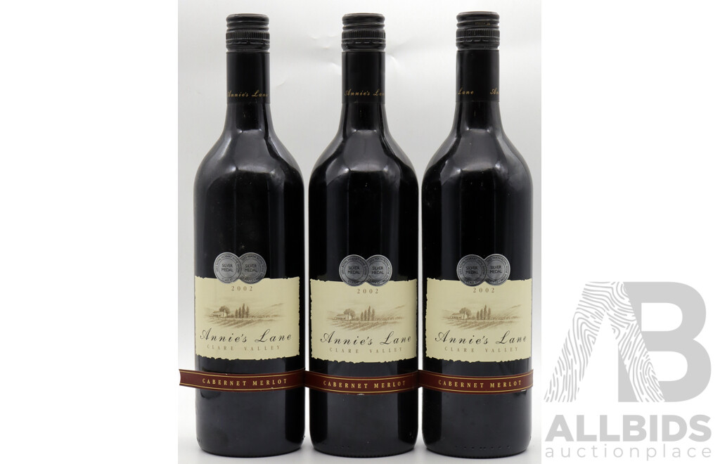 Annies Lane Clare Valley Cabernet Merlot Vintage 2002 X 3