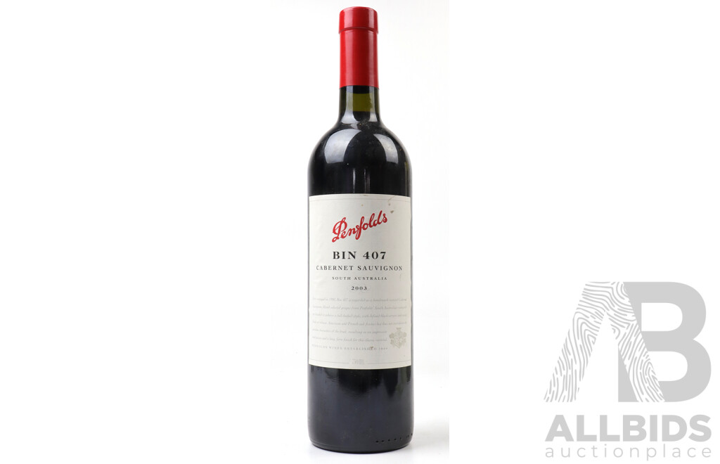 Penfolds Bin 407 Cabernet Sauvignon Vintage 2003