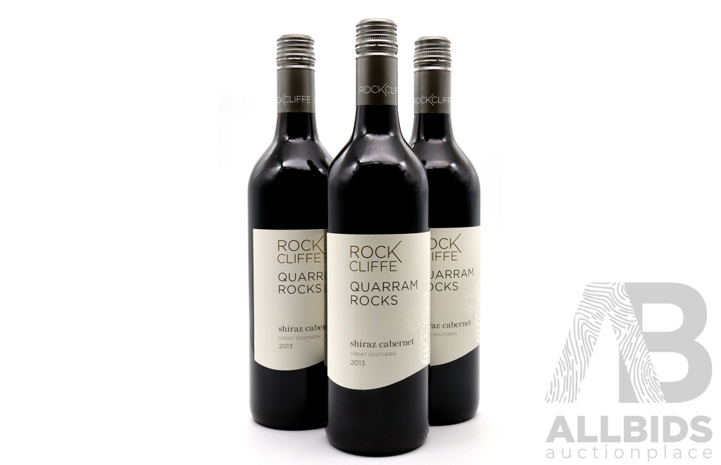 Rock Cliffe Quarram Rocks Shiraz Cabernet Vintage 2013 X 3