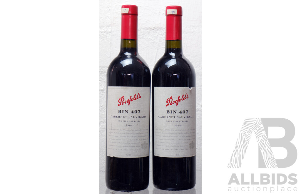 Penfolds Bin 407 Cabernet SauvignonVintage 2004 X 2