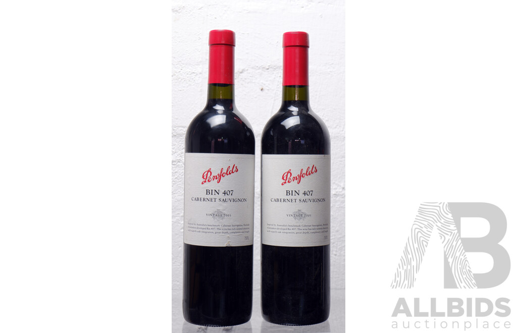 Penfolds Bin 407 Cabernet Sauvignon Vintage 2001 X 2