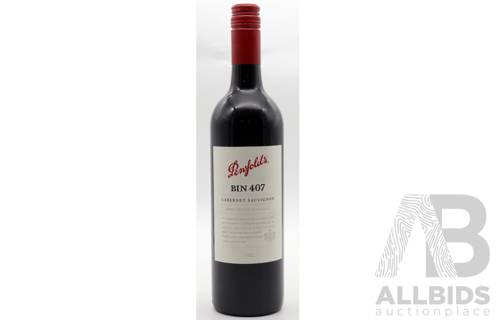 Penfolds Bin 407 Cabernet Sauvignon Vintage 2008