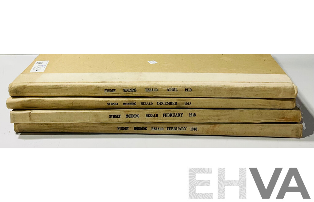 Antique Sydney Morning Herald Newspapers in Binding, Feb 1915, Feb 1916, Dec 1918, April 1919