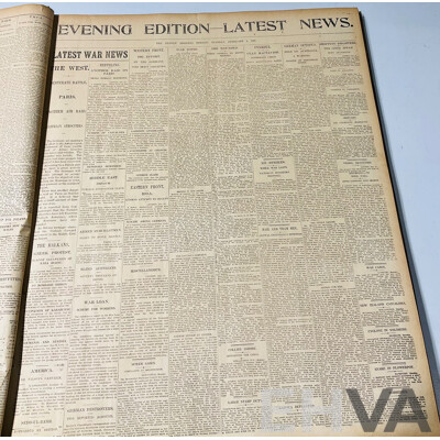 Antique Sydney Morning Herald Newspapers in Binding, Feb 1915, Feb 1916, Dec 1918, April 1919