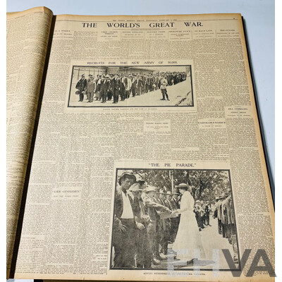 Antique Sydney Morning Herald Newspapers in Binding, Feb 1915, Feb 1916, Dec 1918, April 1919