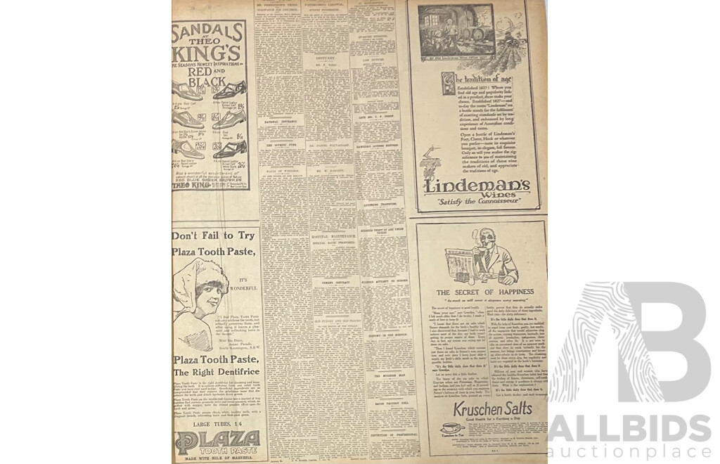 Seven Antique Sydney Morning Herald Newspapers in Binding, Mar 1922, Feb 1923, Oct 1923, Sept 1923, Nov 1923, Dec 1923, Feb 1924