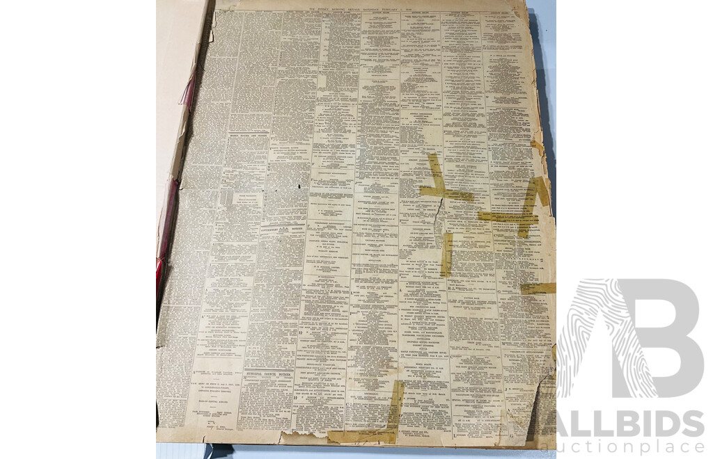 Antique Sydney Morning Herald Newspapers in Binding, Aug 1924, Feb 1930