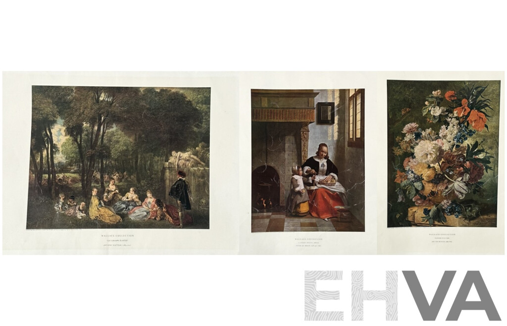 Collection of Three Reproduction Art Prints From the Wallace Collection, 51 x 38 cm and 38 x 51 cm (edge to edge) (3)