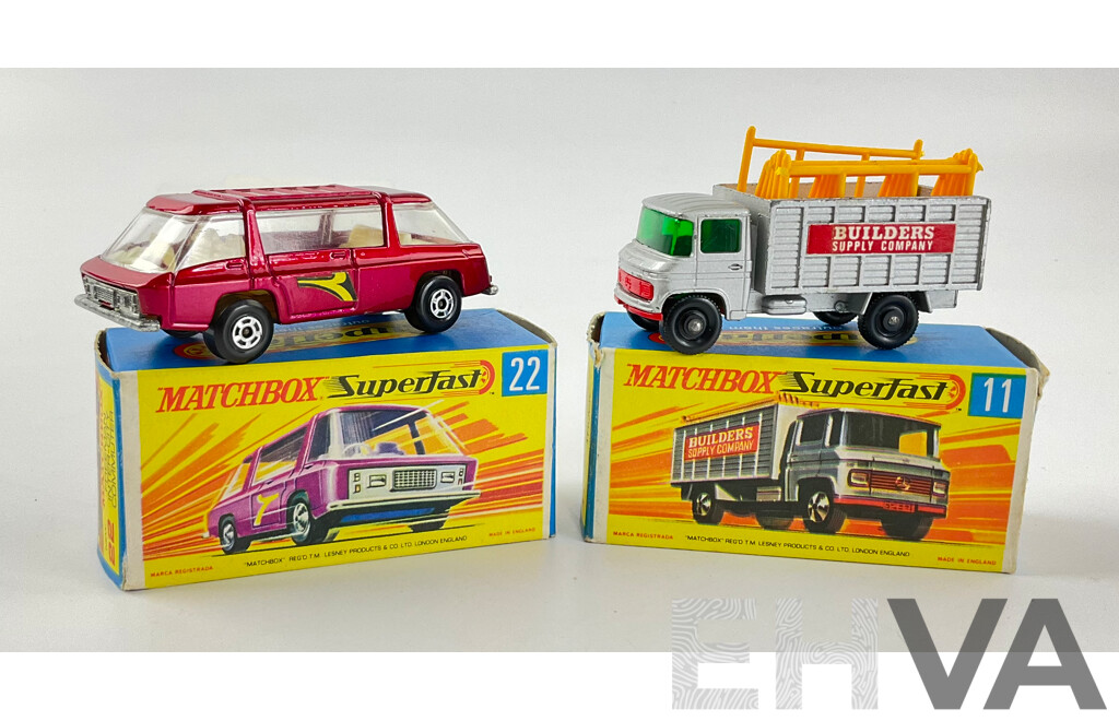 Vintage Boxed Matchbox Freeman Intercity Commuter and Scaffolding Truck