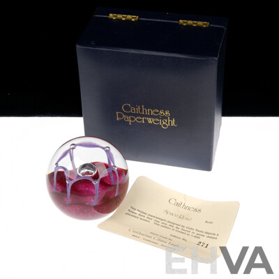 Vintage Limited Edition 271 of 1000, Caithness Glass Paperweight, Space Rose by Colin Terris in Original Box with Certificate of Authenticity