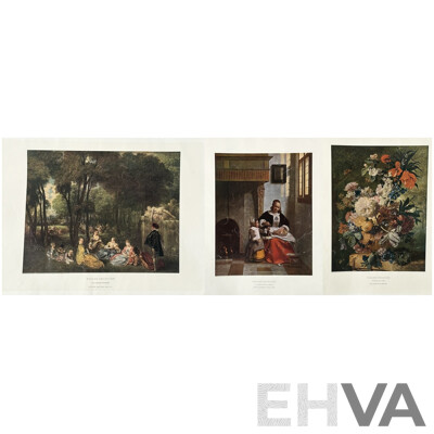 Collection of Three Reproduction Art Prints From the Wallace Collection, 51 x 38 cm and 38 x 51 cm (edge to edge) (3)