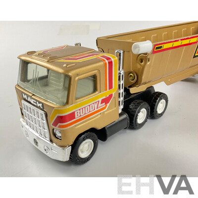 Vintage Buddy L Construction Company Mack Truck and Lone Star Top Boy Telephone Repairs Truck