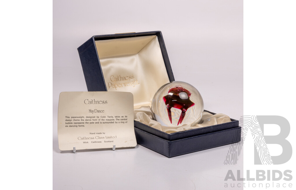 Vintage Caithness Glass Paperweight, May Dance by Colin Terris, in Original Box with Certificate of Authenticity