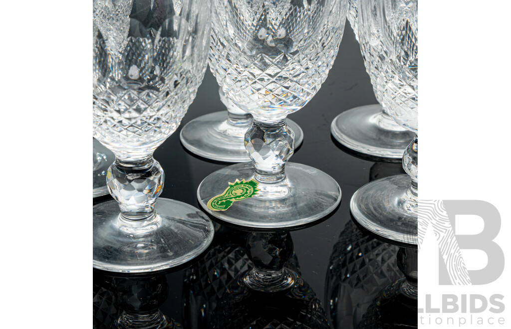 Vintage Waterford Crystal Decanter and Stopper Along with Set Six Waterford Crystal Stemware