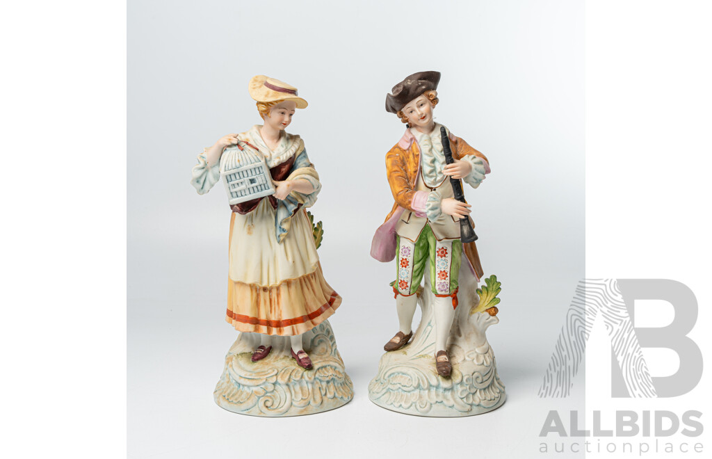 Two Ceramic Figures of Bucolic Peasants by Andrea