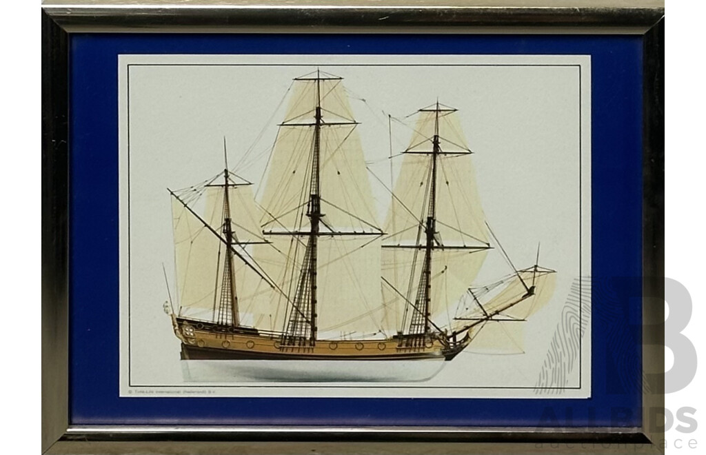 Set of Four Framed Ship Prints, 21 x 29 cm (frames) (4)