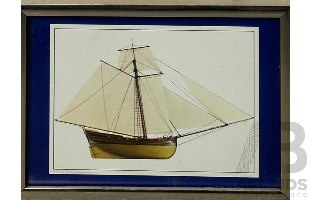 Set of Four Framed Ship Prints, 21 x 29 cm (frames) (4)