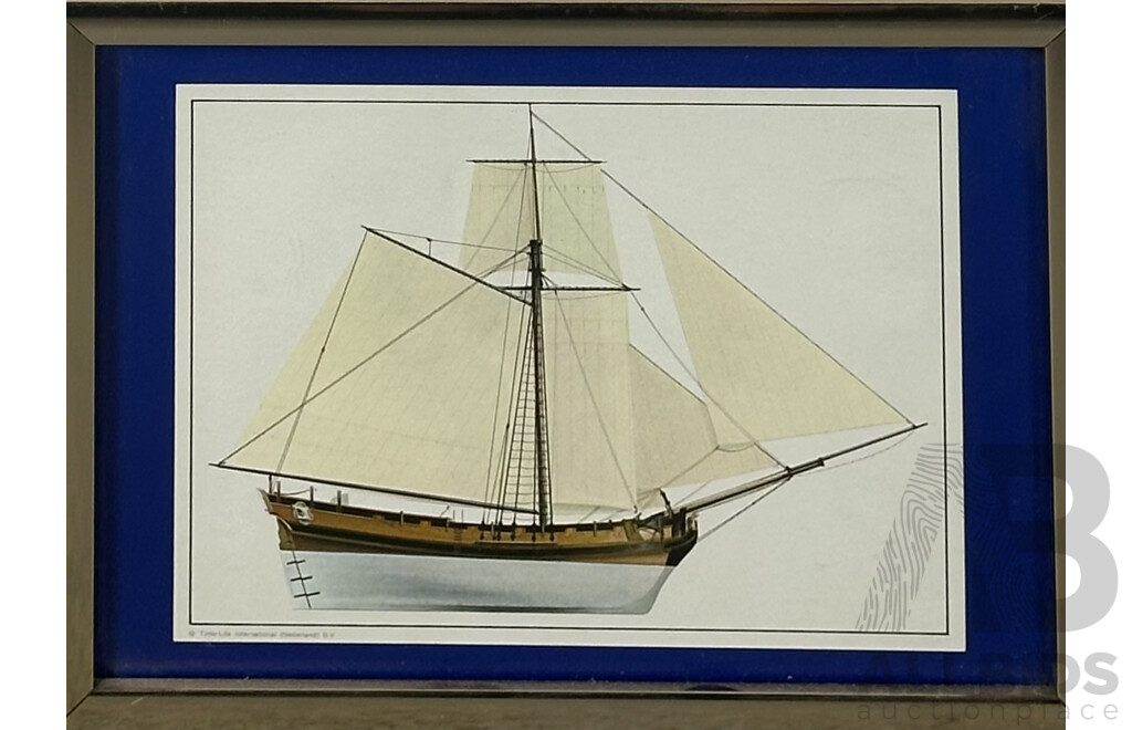 Set of Four Framed Ship Prints, 21 x 29 cm (frames) (4)