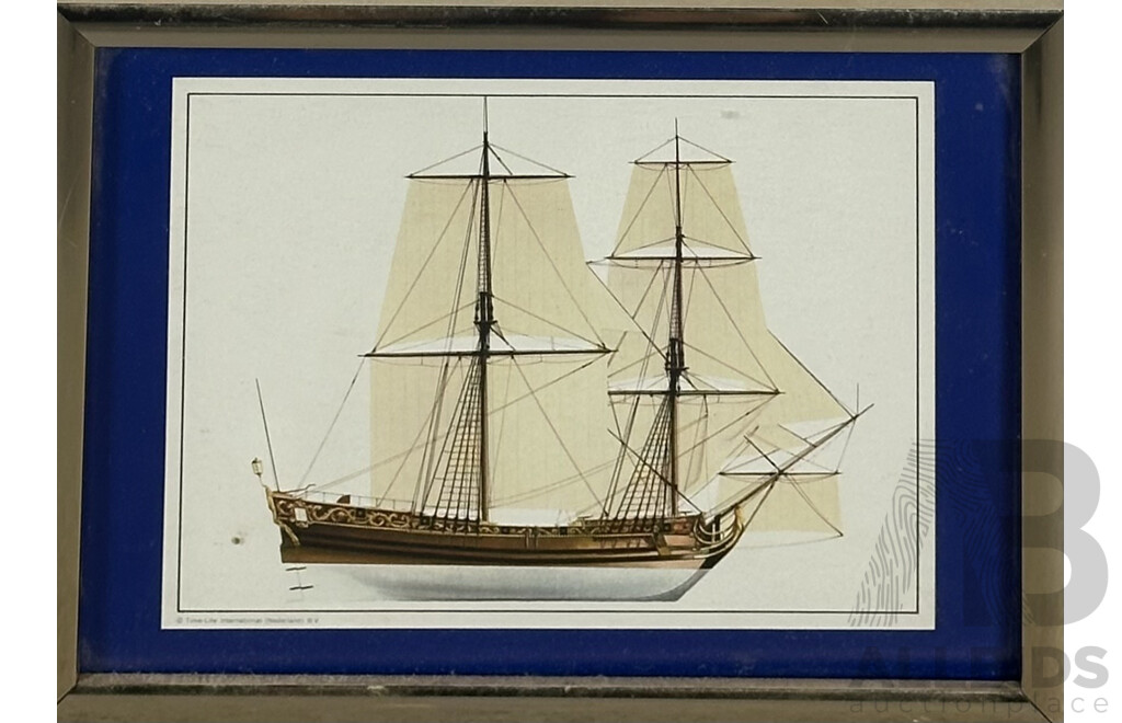 Set of Four Framed Ship Prints, 21 x 29 cm (frames) (4)