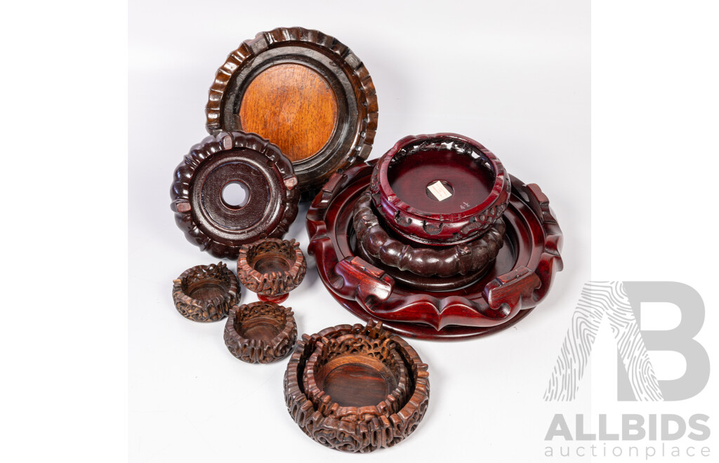 Collection Carved Asian Wooden Stands