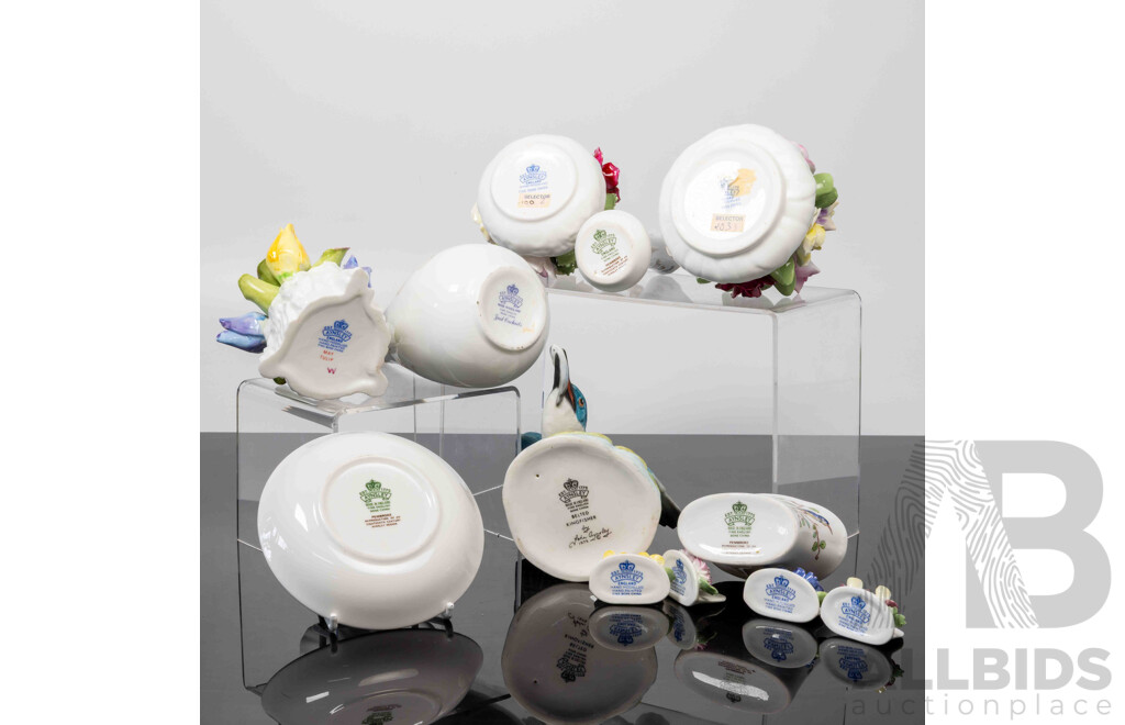 Collection English Aynsley Porcelain Including Thee Flower Posies, Just Orchids Jug and More