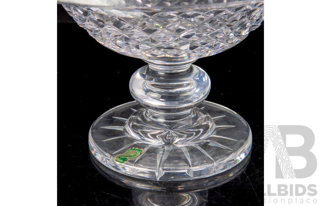 Large Waterford Crystal Footed Turnover Bowl with Original Label
