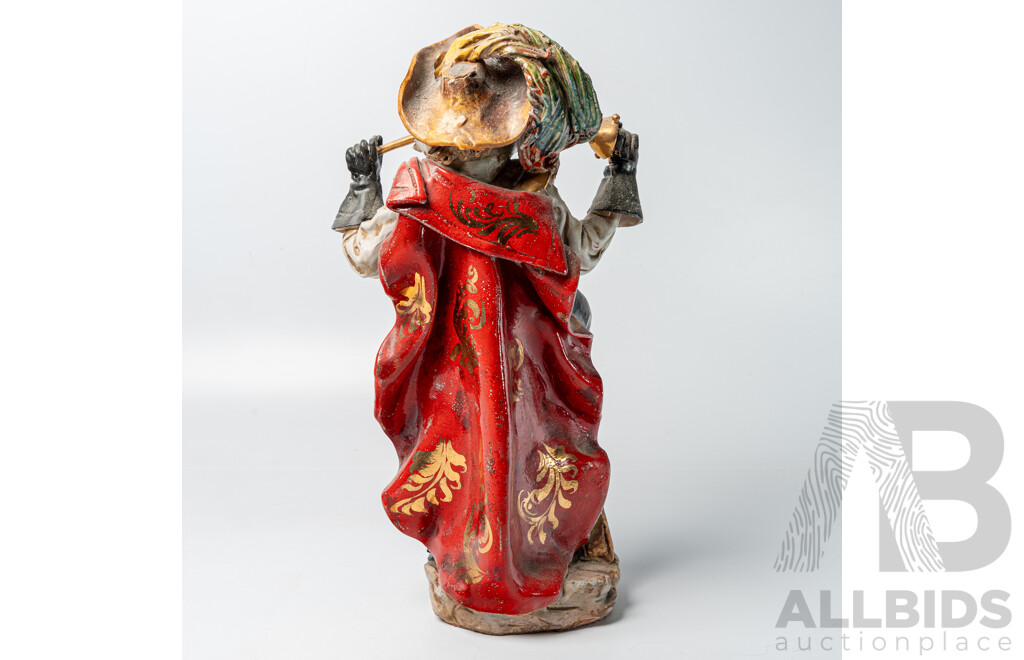 Vintage Italian Hand Made and Painted Ceramic Figure of Muskateer