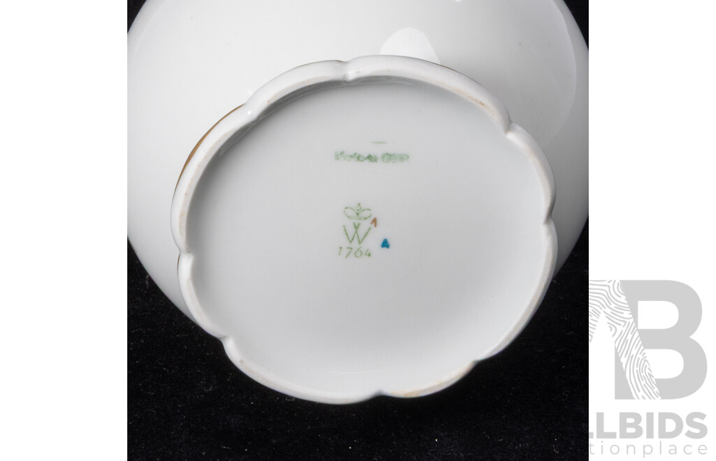 Collection Vintage Continental Porcelain Including Wallendorf Vase and Underplate, Two Kaiser Vases in Marseille Pattern, Herend Butterfly Motif Vase and Leaf Form Plate and More