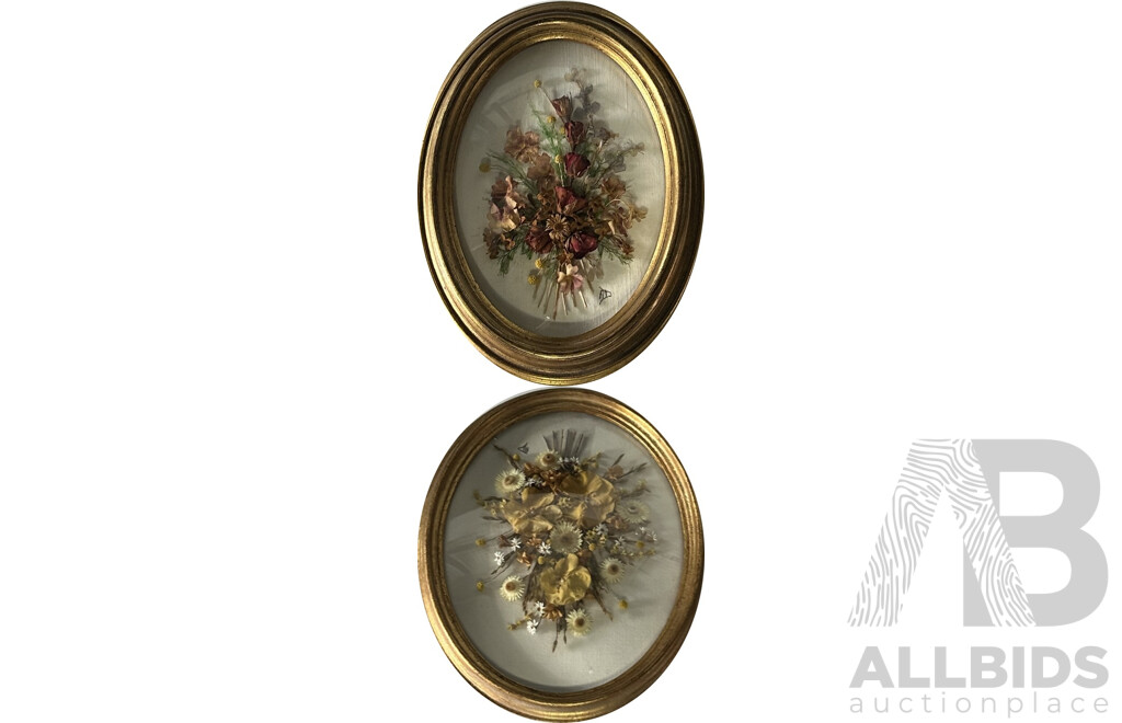 AD, (Exact Date Unknown), Pair of Framed Vintage Australian Dried Flower Bouquets, 28 x 22 cm (larger frame) (2)