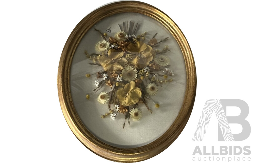 AD, (Exact Date Unknown), Pair of Framed Vintage Australian Dried Flower Bouquets, 28 x 22 cm (larger frame) (2)