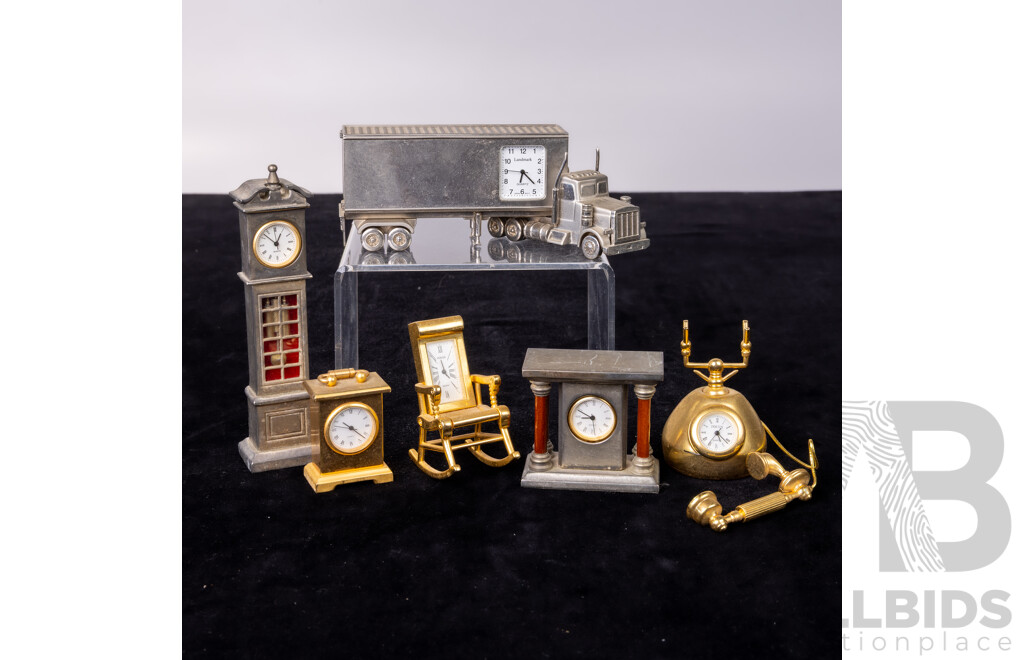 Collection Miniature Desk Clocks in Various Forms