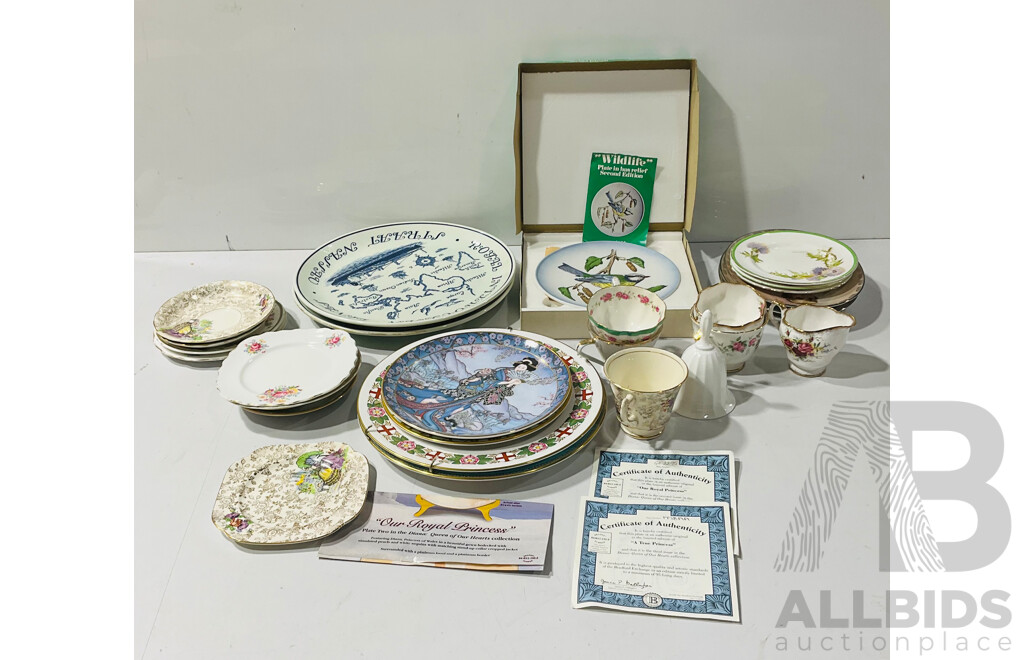 Collection Vintage and Other Porcelain Including Three Bradex Lady Dianna Oval Plates, Goebel Plate in Original Box and More
