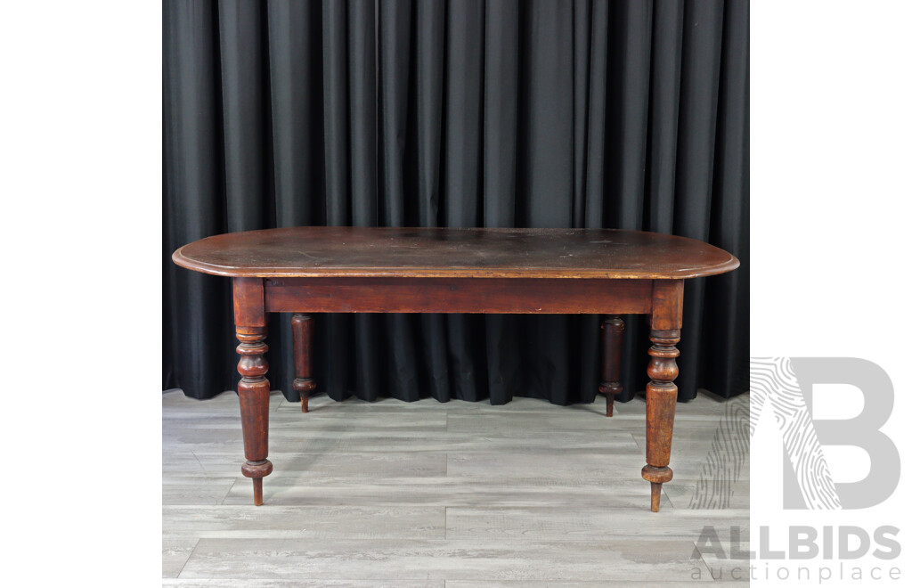 Victorian Cedar Dining Table with Six Balloon Back Chairs