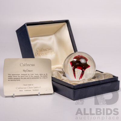 Vintage Caithness Glass Paperweight, May Dance by Colin Terris, in Original Box with Certificate of Authenticity