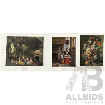 Collection of Three Reproduction Art Prints From the Wallace Collection, 51 x 38 cm and 38 x 51 cm (edge to edge) (3)