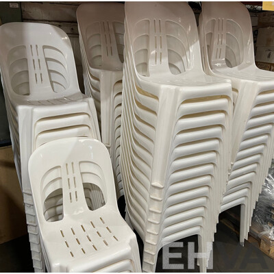 B-Seated Plastic Stackable Chairs - Lot of 68