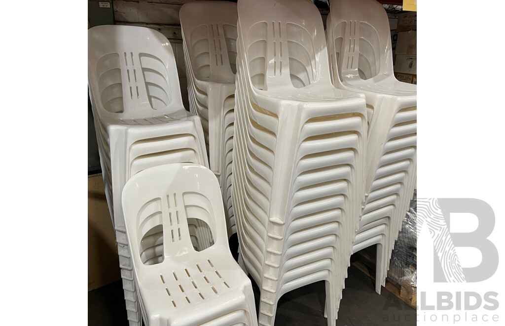 B-Seated Plastic Stackable Chairs - Lot of 68