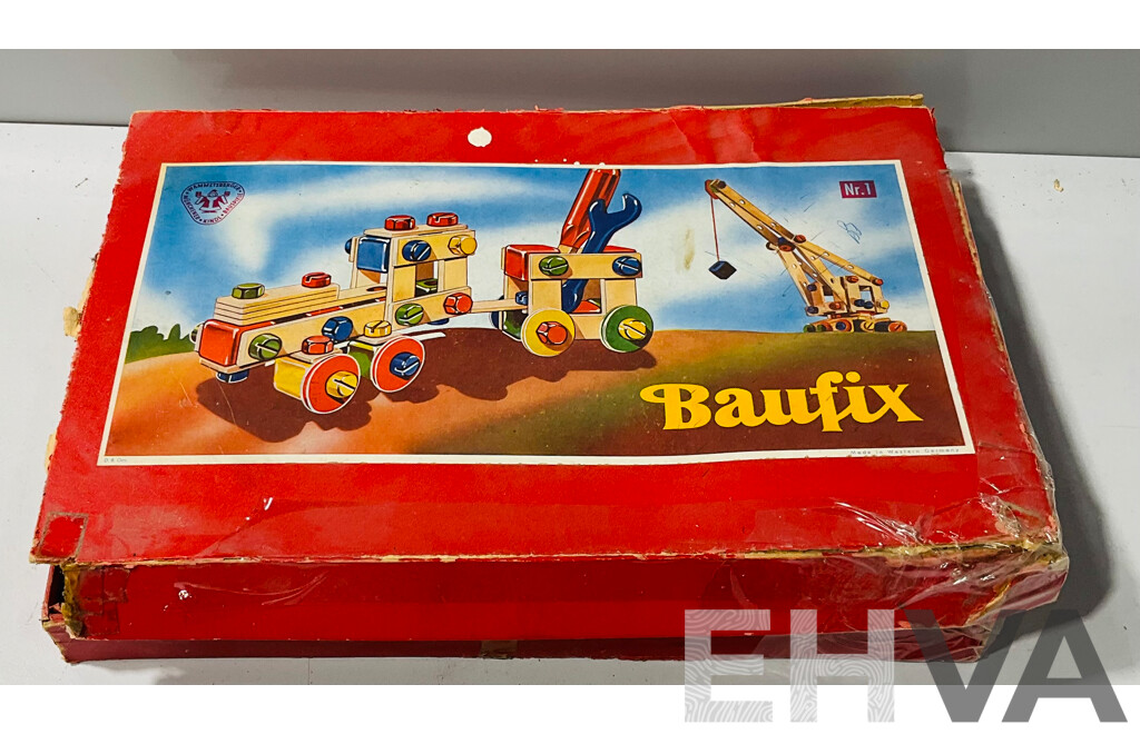 Vintage Baufix Wooden Children’s Toy Construction Set - with Original Instructions
