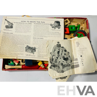 Vintage Baufix Wooden Children’s Toy Construction Set - with Original Instructions