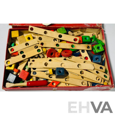 Vintage Baufix Wooden Children’s Toy Construction Set - with Original Instructions