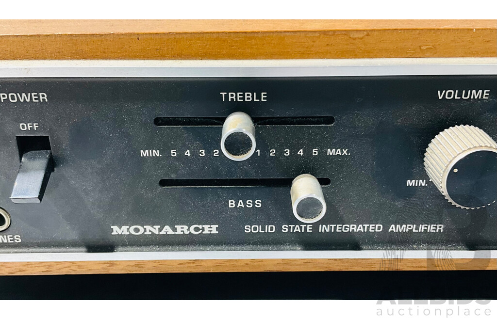 Vintage Sansui Stereo Cassette Deck D-90 Alongside Monarch SA-450 Solid State Stereo Amplifier