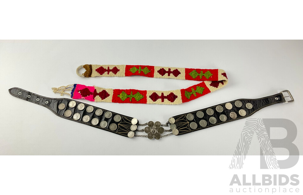 Vintage Argentinian Gaucho Belt Adorned in Ten Centavos Coins