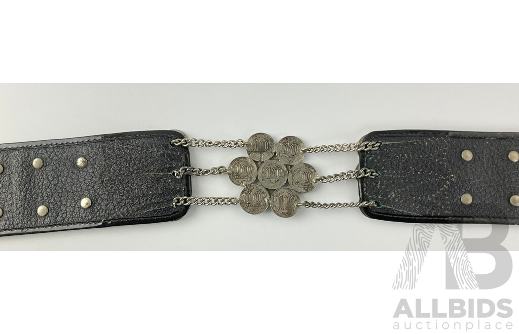 Vintage Argentinian Gaucho Belt Adorned in Ten Centavos Coins