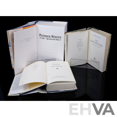 Collection Three Patrick White Books Including First Edition the Eye of the Storm & the Cockatoos, Both Hardcovers with Dust Jackets