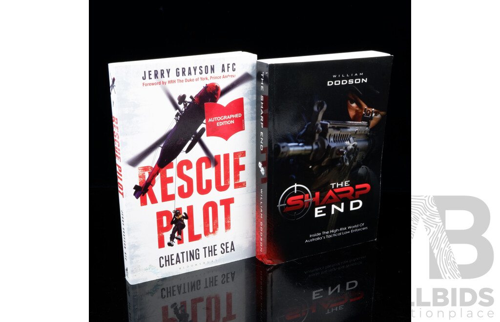 Rescue Pilot, Signed by Author Jerry Grayson and the Sharp End, Signed by Author William Dodson, Both Paperbacks