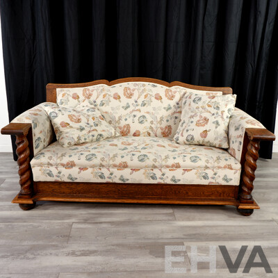 Oak Three Piece Jacobean Style Lounge Suite