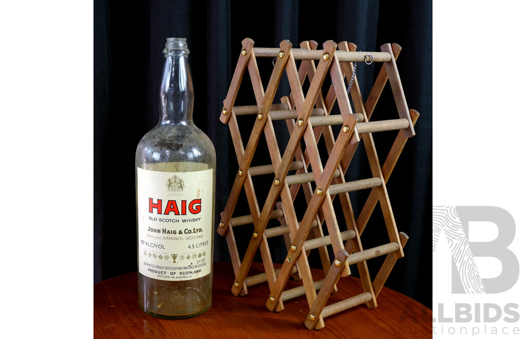 Large Haigs Whiskey Bottle and Wine Rack