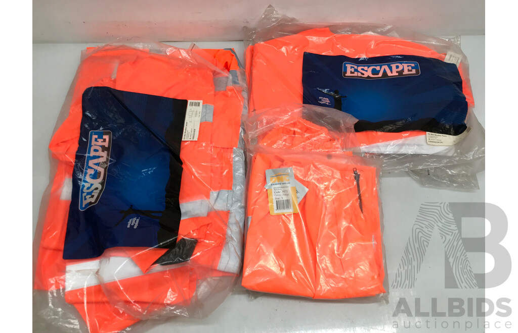 Assorted Escape and DNC Orange Wet Weather Jacket and Pants - Lot of 5