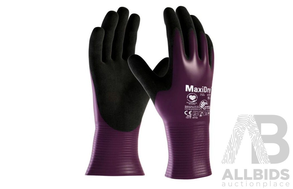 Lot of ATG MaxiDry Gauntlet and Ansell AlphaTec Chemical Resistant Work Gloves